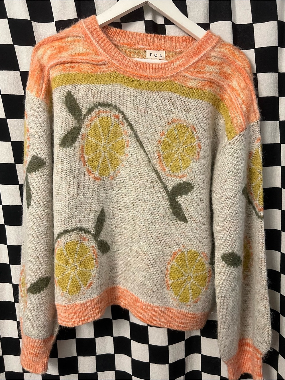 POL Floral Citrus Crewneck Sweater